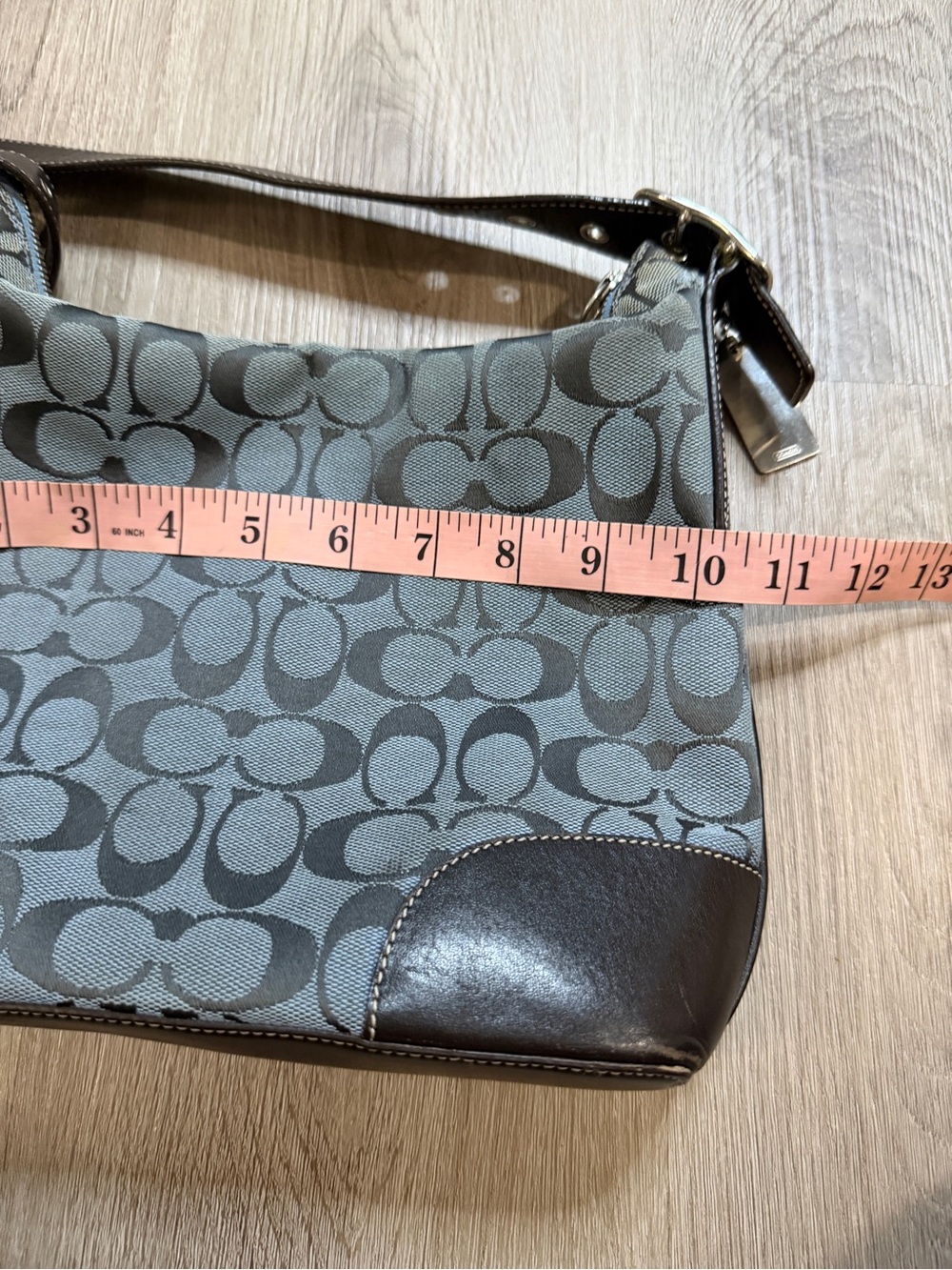 Coach Gray Signature Jacquard Crossbody with Dark Brown Leather Trim - Picture 8 of 11
